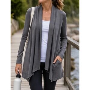 Athleta Women's Cardigan Open Front Green Gray Tencel Blend Size Small